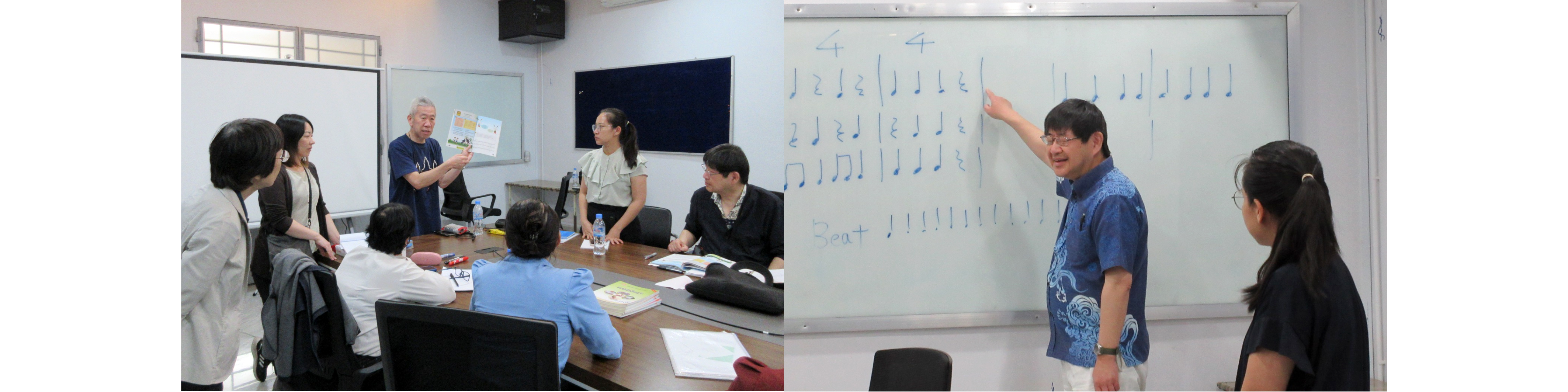 /></p>	<p>研修には、音楽教育の専門家である津田正之先生<strong>（</strong>国立音楽大学教授）と高倉弘光先生<strong>（</strong>筑波大附属小学校副校長 音楽科教員）をお迎えし、音楽教育の指導方法や授業づくりについてアドバイスを受けました。</p>	<p><img src=